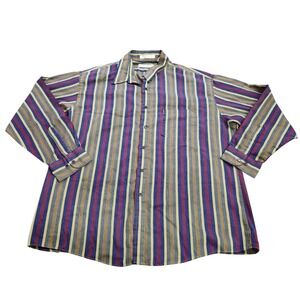 Expressions Worldwide Mens XL Striped Button Down Shirt Multicolor Long Sleeve